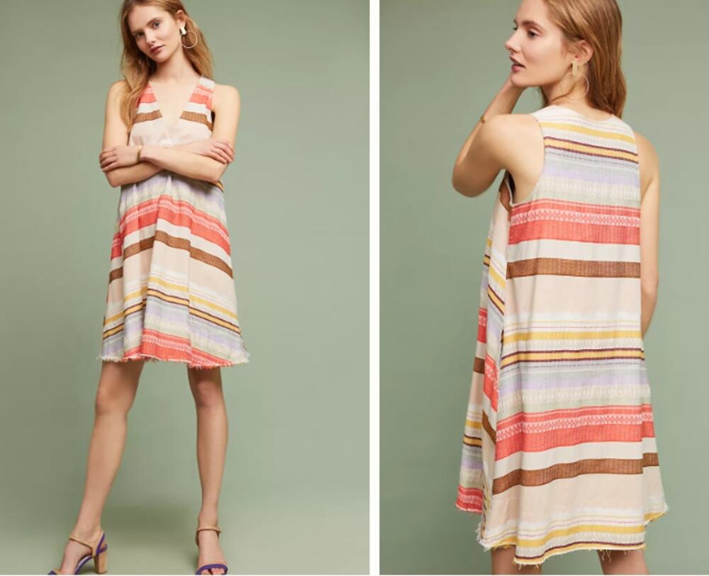 Anthropologie The Odells Cody Yarn Dyed Swing Dress Pockets XL